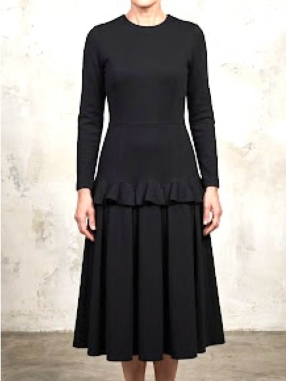 FRONT ROW BLACK KNIT POLY MIDI DRESS XS